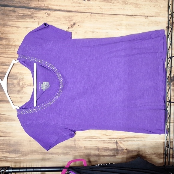 St. JOHNS BAY PURPLE BLOUSE MEDIUM - Picture 1 of 3